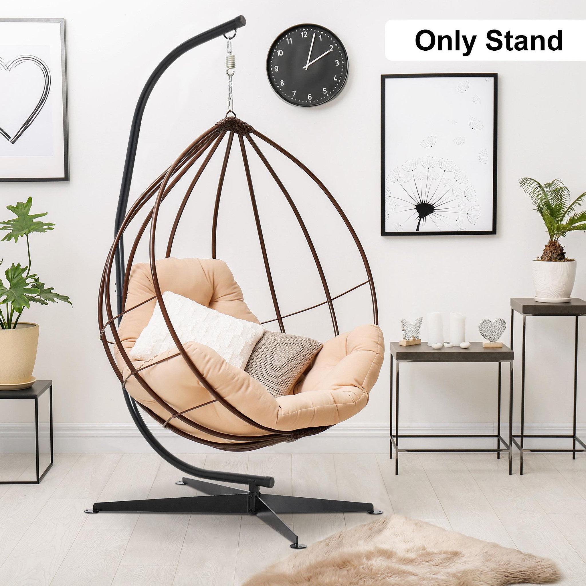 Voir la diapositive 2 : OUTSUNNY Support pour fauteuil suspendu - pied fauteuil suspendu - max. 120 Kg - métal noir