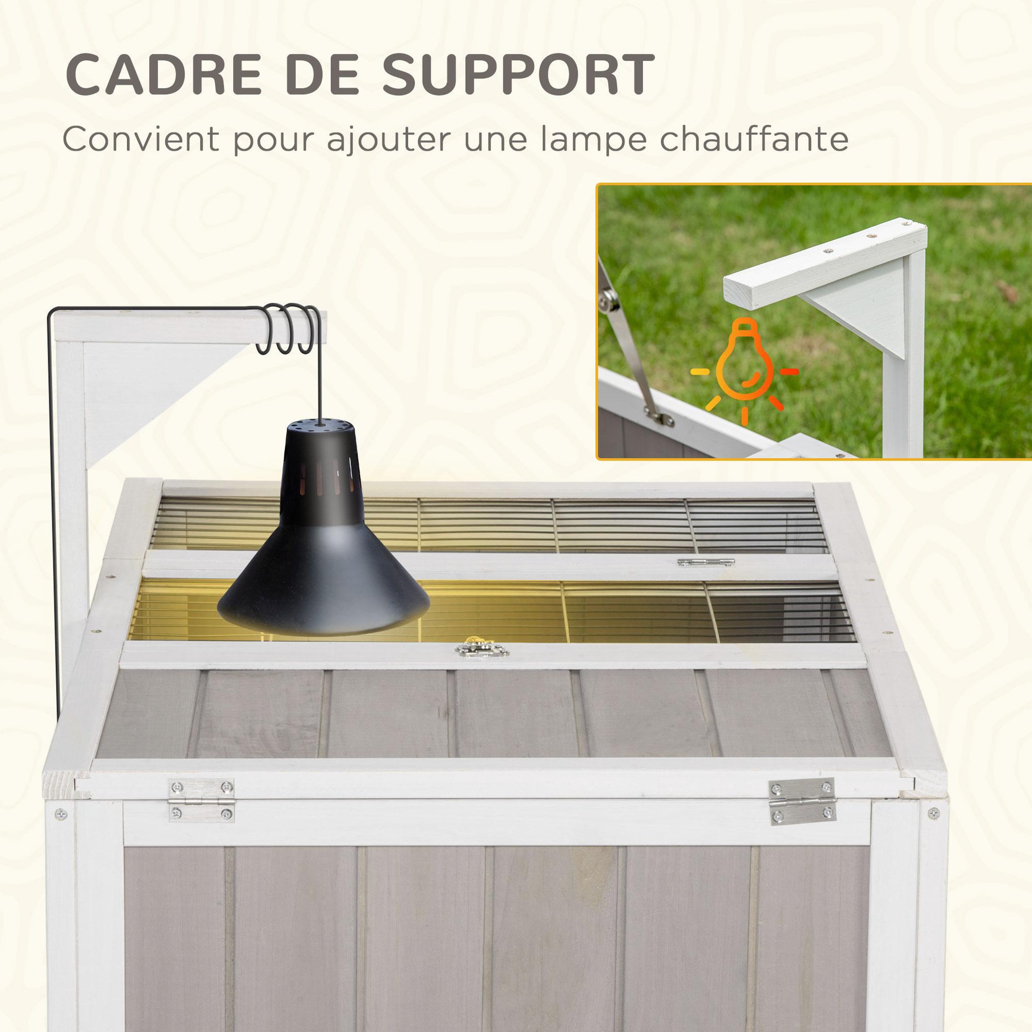 Voir la diapositive 5 : PAWHUT Enclos pour tortue - parc pour tortue - maison pour tortue terrestre - enclos extérieur avec grillage - bois sapin gris blanc