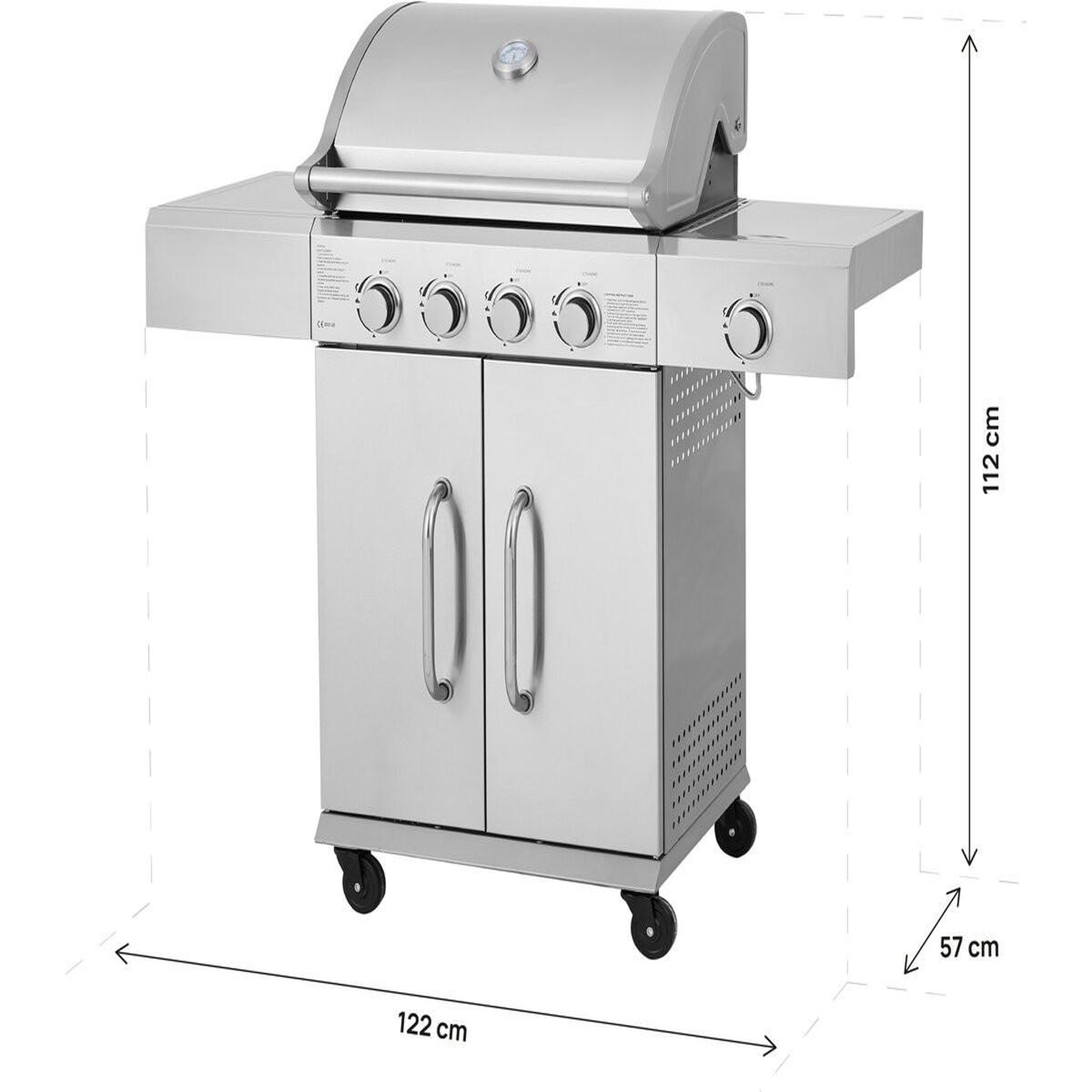 Voir la diapositive 4 : Habitat et Jardin Barbecue gaz en inox avec 5 brûleurs dont 1 latéral  brazzo  - 118 x 57 x 104 cm - gris clair