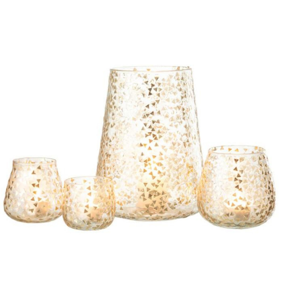 Paris Prix Photophore en Verre  Triangle  23cm Transparent & Or