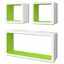 VIDAXL 3 Etageres cubes murales et en MDF Blanc-Vert pour DVD/Livres
