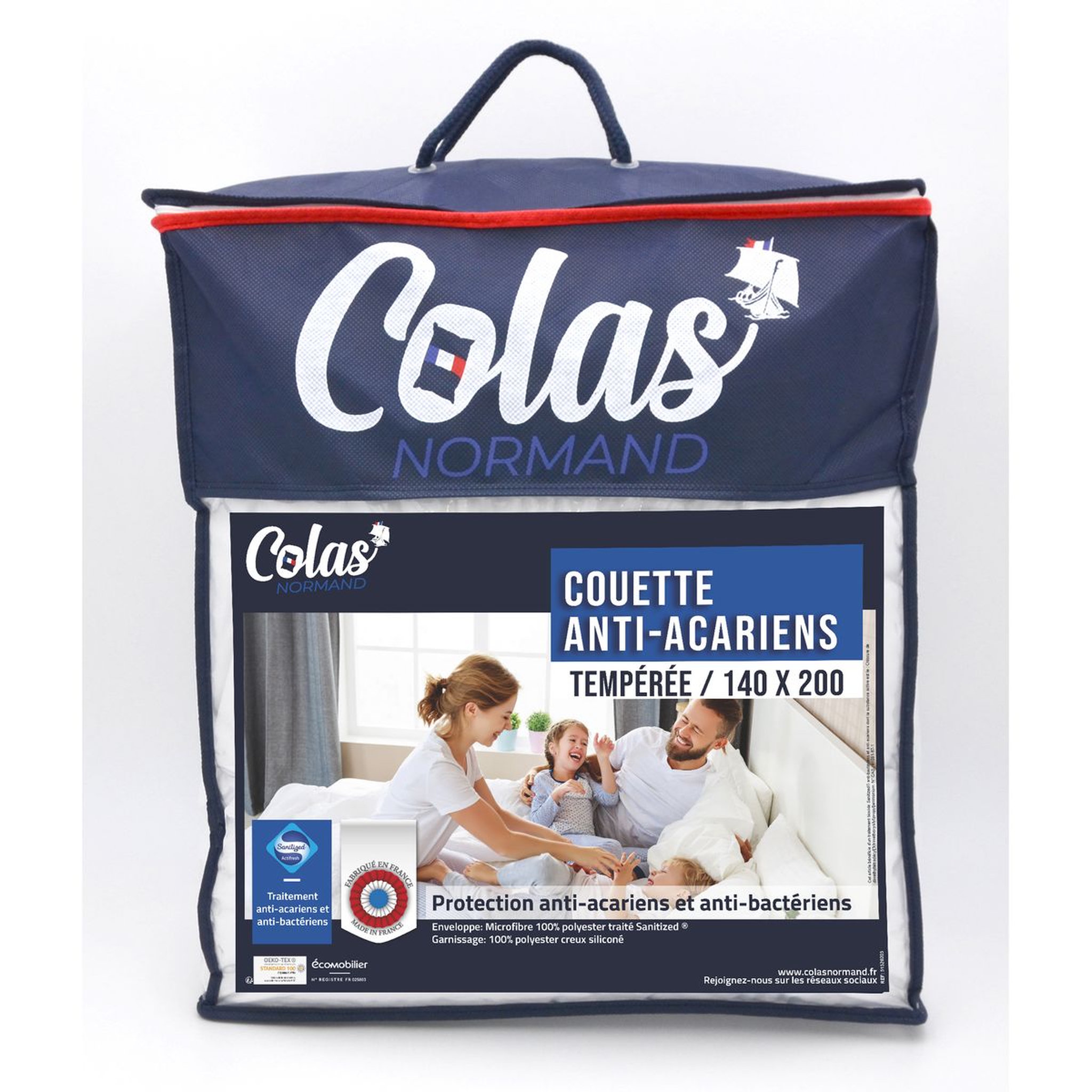 Voir la diapositive 1 : COLAS NORMAND Couette tempérée en polyester anti acariens SANITIZED 300 g/m²