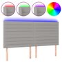 Voir la diapositive 2 : VIDAXL Tete de lit a LED Gris clair 200x5x118/128 cm Tissu