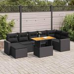 VIDAXL Salon de jardin 8 pcs avec coussins noir resine tressee