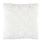 Paris Prix Coussin Déco en Flanelle  Damier  40x40cm Blanc