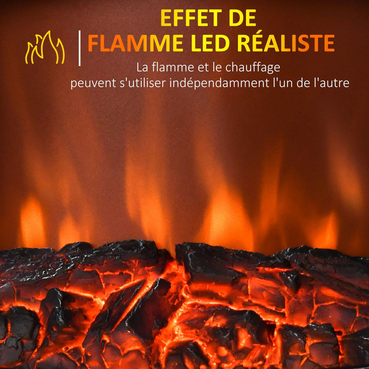 HOMCOM Cheminée électrique poêle style rétro thermostat 1000-2000 W noir