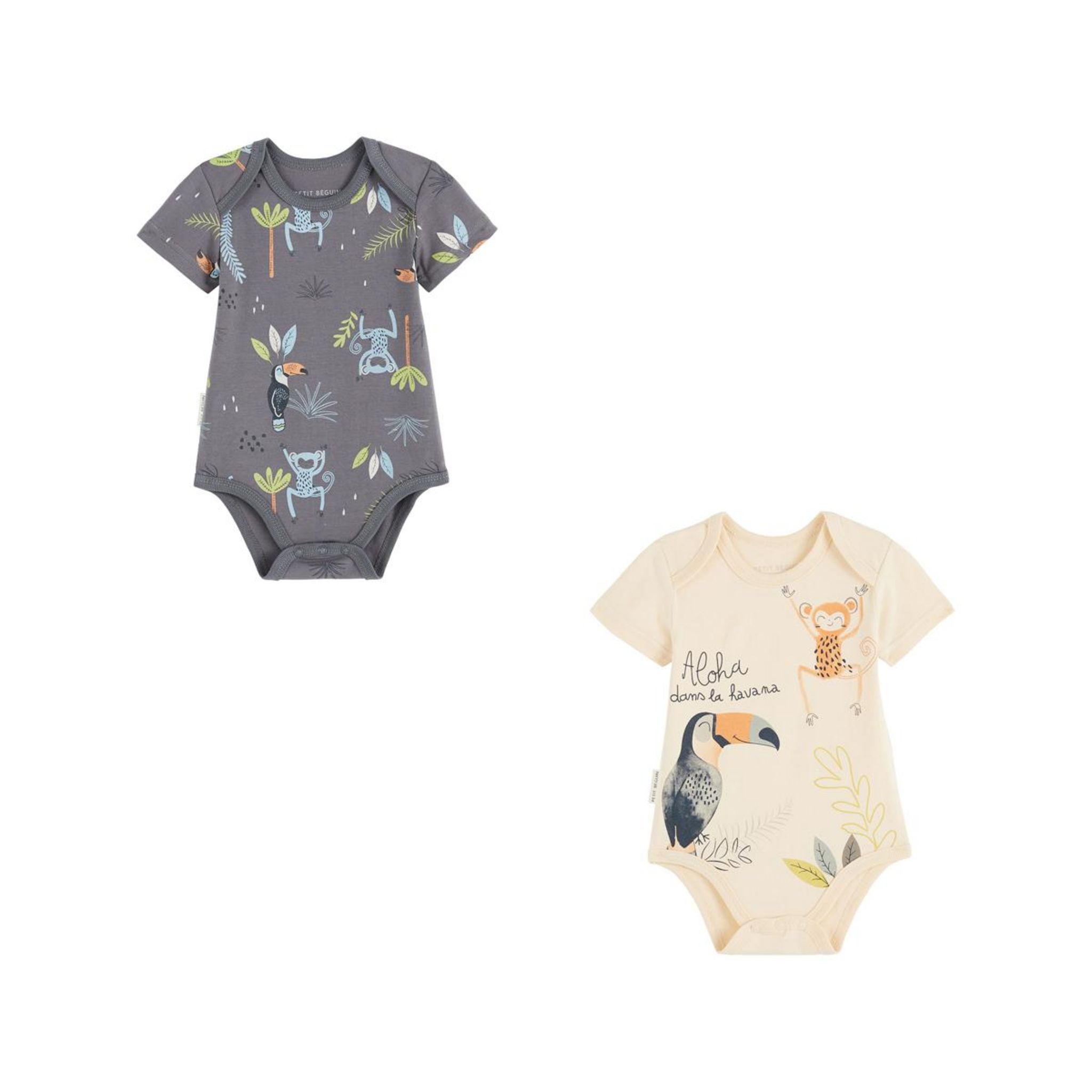 Lot De 2 Bodies Bébé Manches Courtes Kanha - Vert
