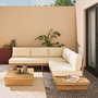 Voir la diapositive 3 : SWEEEK Salon de jardin d'angle bois d'acacia 5 places beige - Zenzu