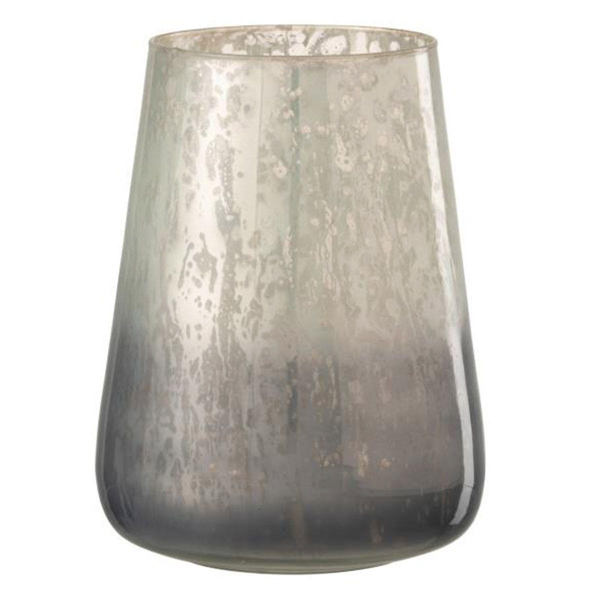 Voir la diapositive 1 : J-LINE Photophore design en verre  milky  22cm gris