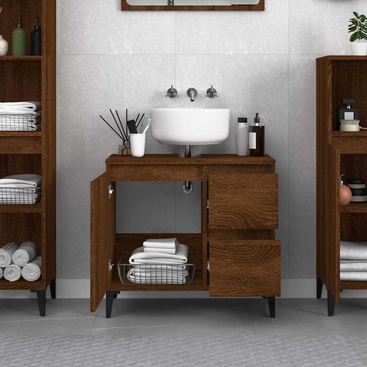VIDAXL Armoire de bain chene marron 65x33x60 cm bois d'ingenierie