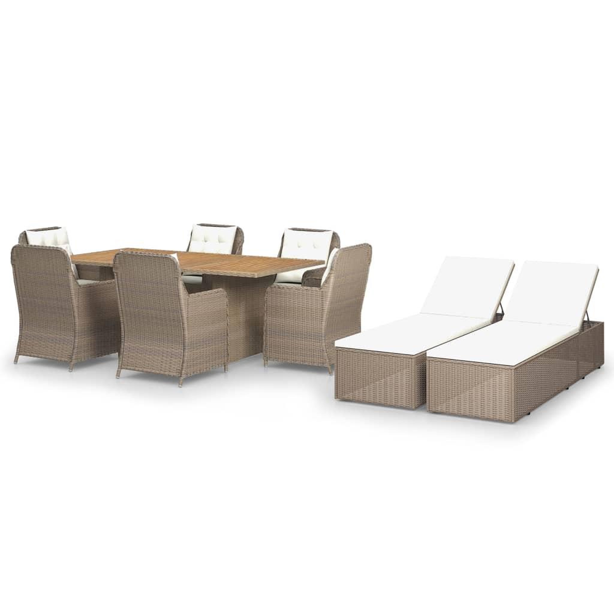 Voir la diapositive 2 : VIDAXL Ensemble a manger de jardin 9 pcs Resine tressee Marron
