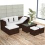 Voir la diapositive 1 : VIDAXL Salon de jardin 4 pcs avec coussins Resine tressee Marron