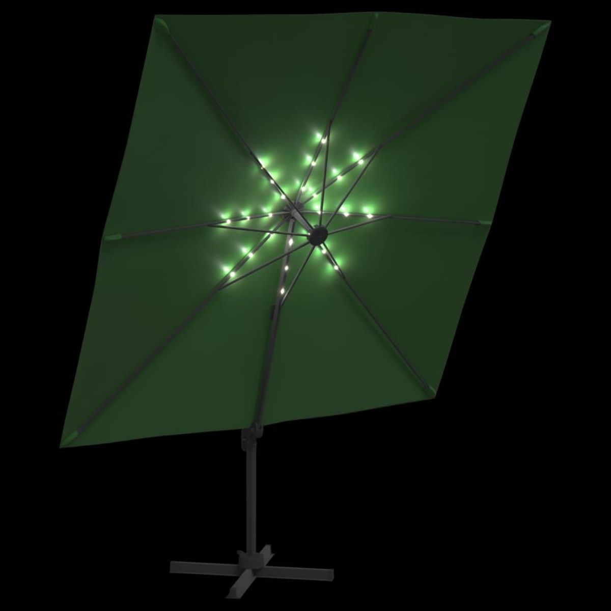 VIDAXL Parasol cantilever a LED Vert 400x300 cm