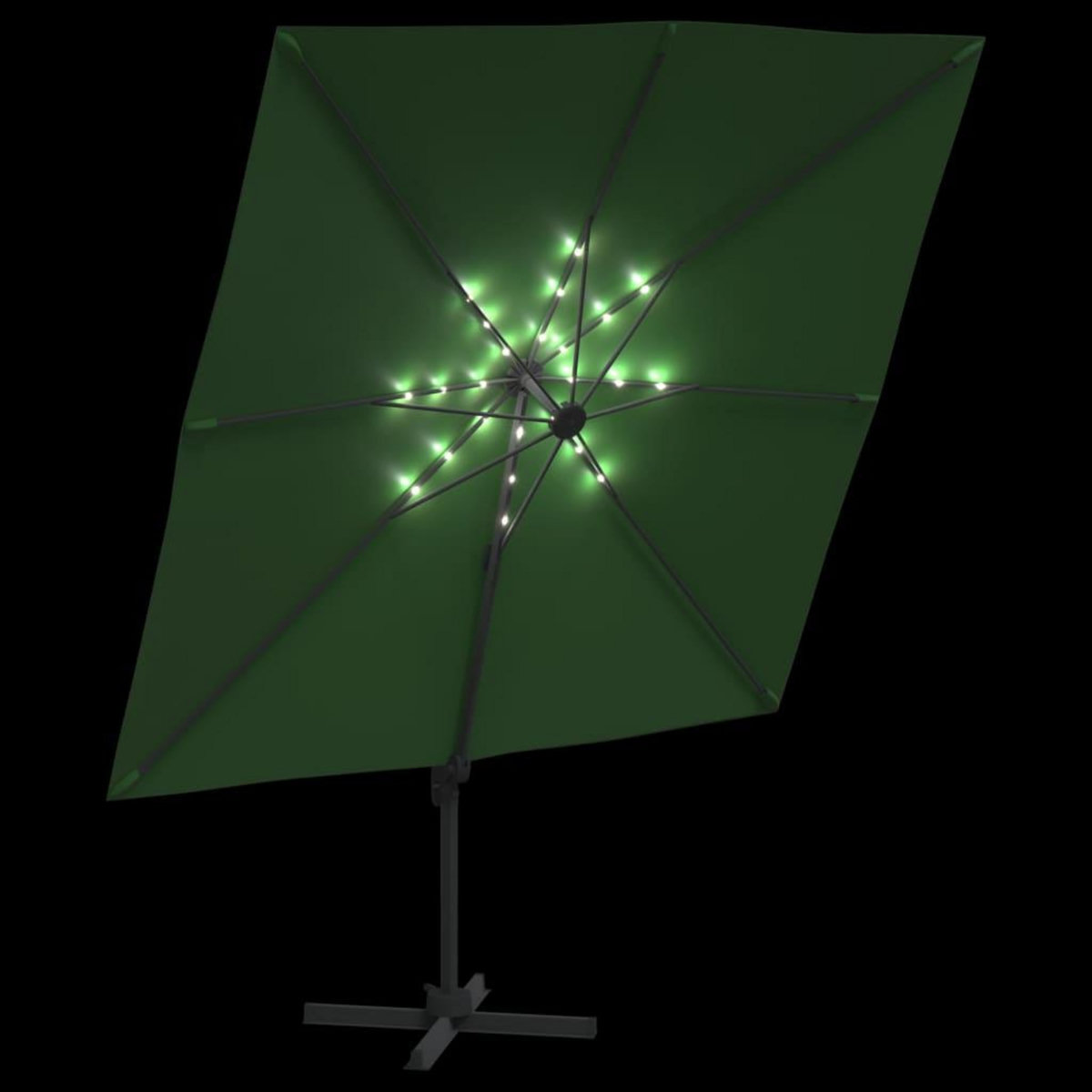 VIDAXL Parasol cantilever a LED Vert 400x300 cm