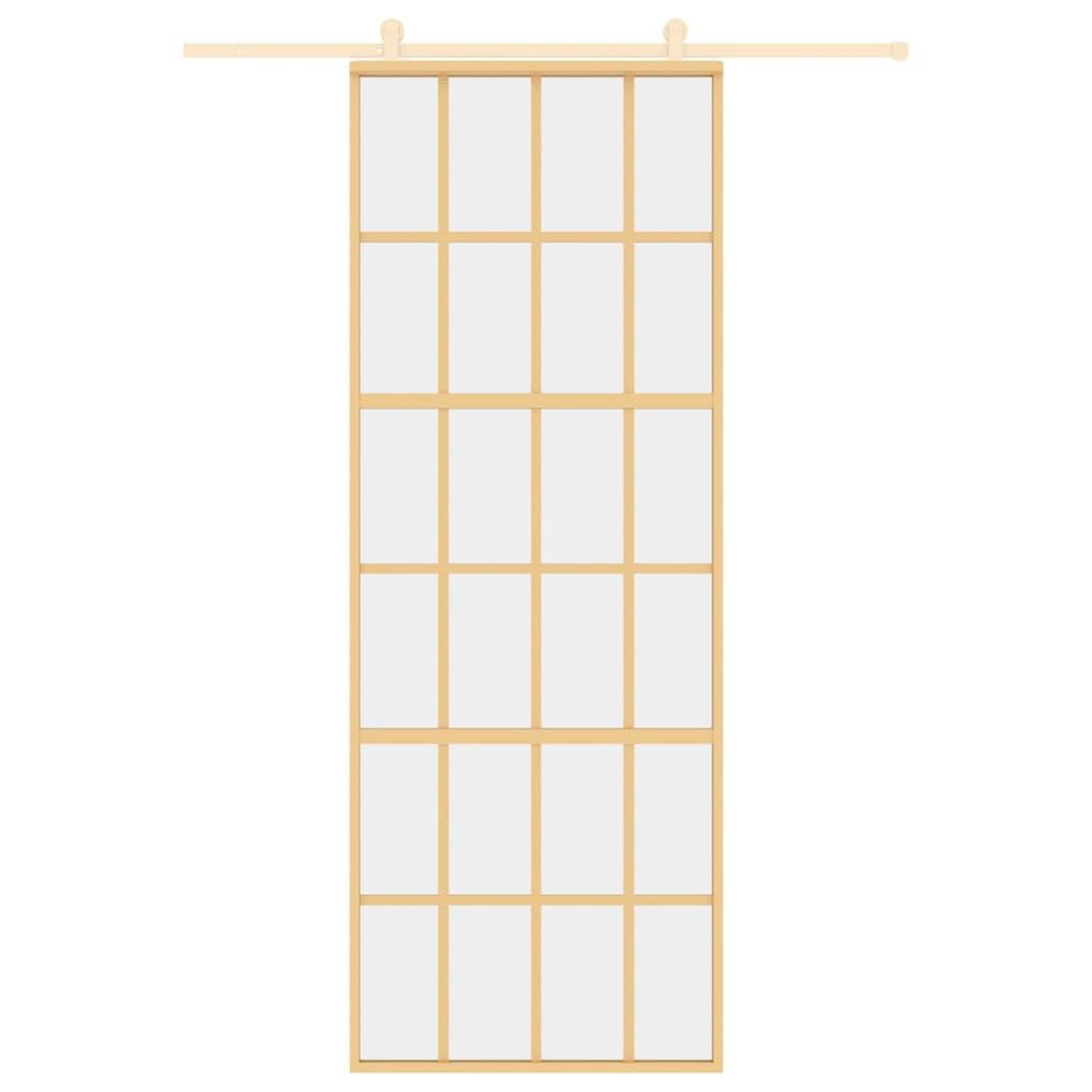Voir la diapositive 3 : VIDAXL Porte coulissante dore 76x205 cm verre ESG clair et aluminium