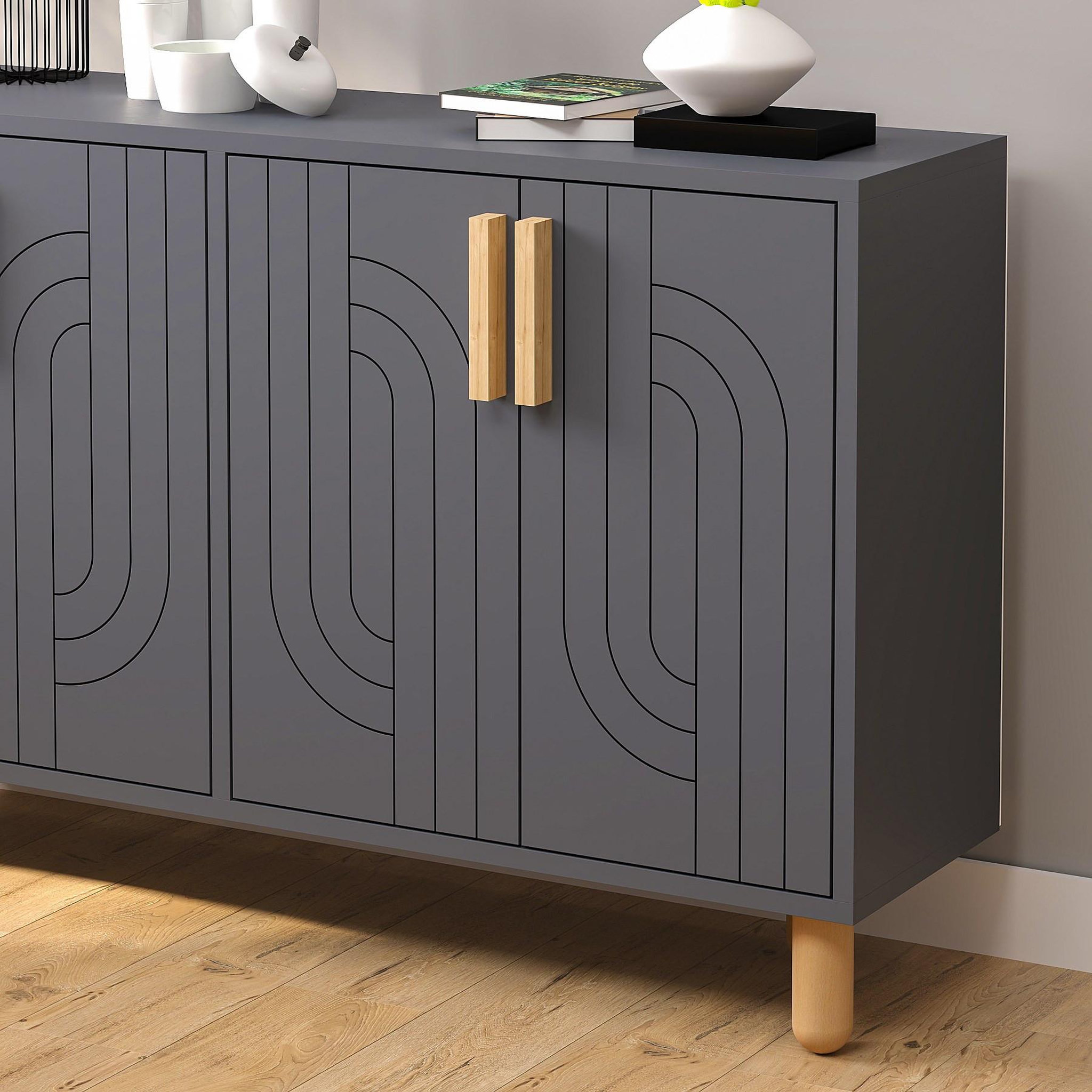 Voir la diapositive 4 : Habitat et Jardin Buffet en bois  rodney  - 120 x 30 x 74 cm - gris anthracite