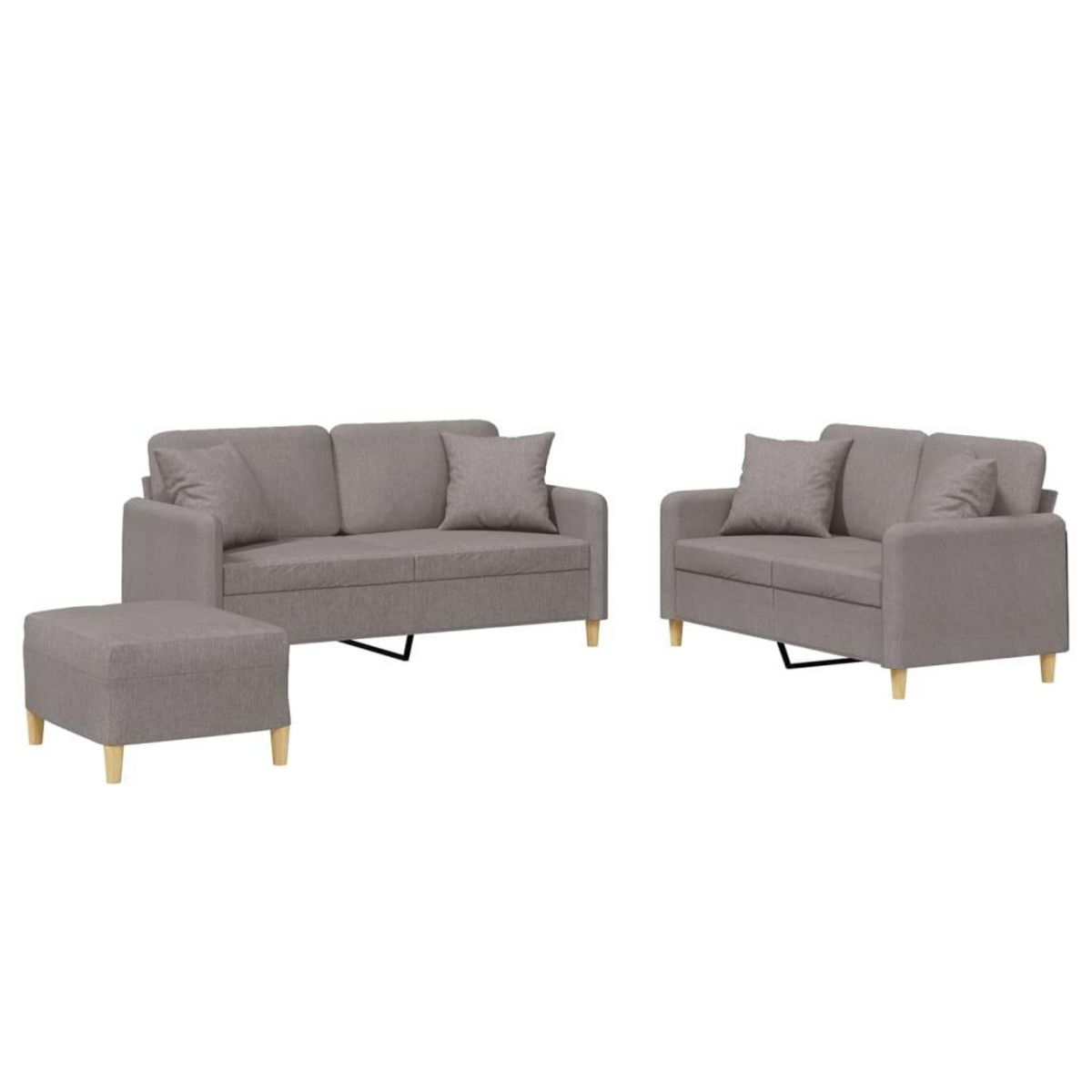 VIDAXL Ensemble de canapes 3 pcs avec coussins taupe tissu