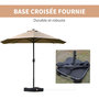 Voir la diapositive 5 : OUTSUNNY Parasol de jardin XXL dim. 4,6L x 2,7l x 2,4H m ouverture fermeture manivelle pied & contrepoids inclus acier polyester haute densité kaki
