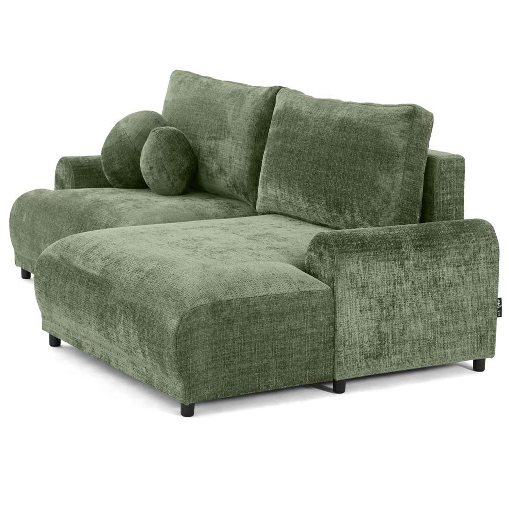 Voir la diapositive 5 : BEST MOBILIER Nelly - canapé d'angle droit 4 places convertible avec coffre en velours texturé