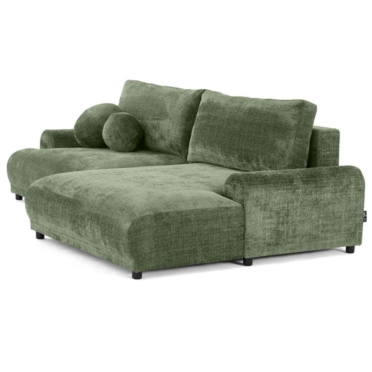 LISA DESIGN Nelly - canapé d'angle droit 4 places convertible avec coffre en velours texturé