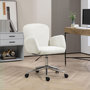 Voir la diapositive 2 : HOMCOM Chaise de bureau design ergonomique réglable pivotante piètement chromé aspect lin écru