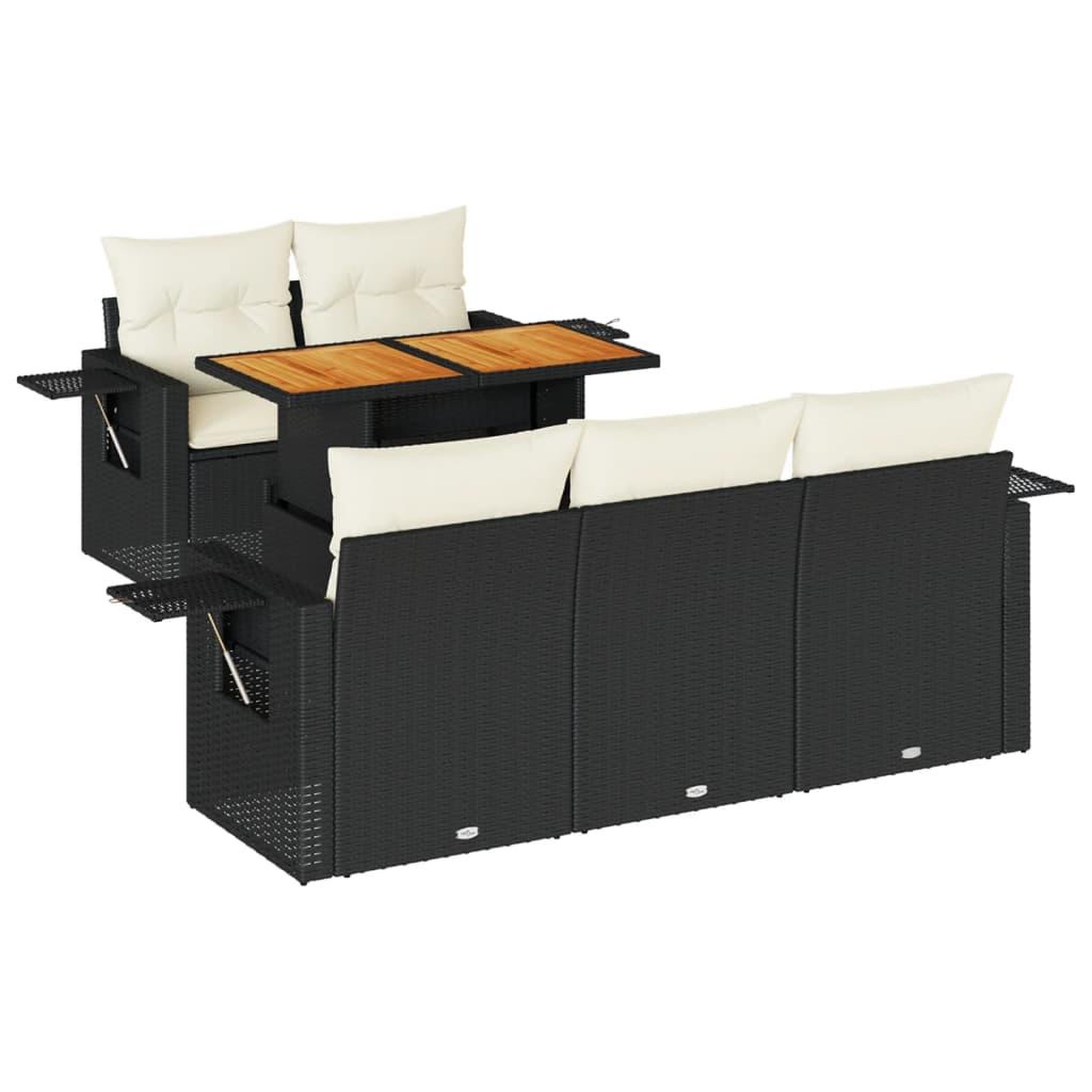 Voir la diapositive 2 : VIDAXL Salon de jardin 6 pcs avec coussins noir resine tressee