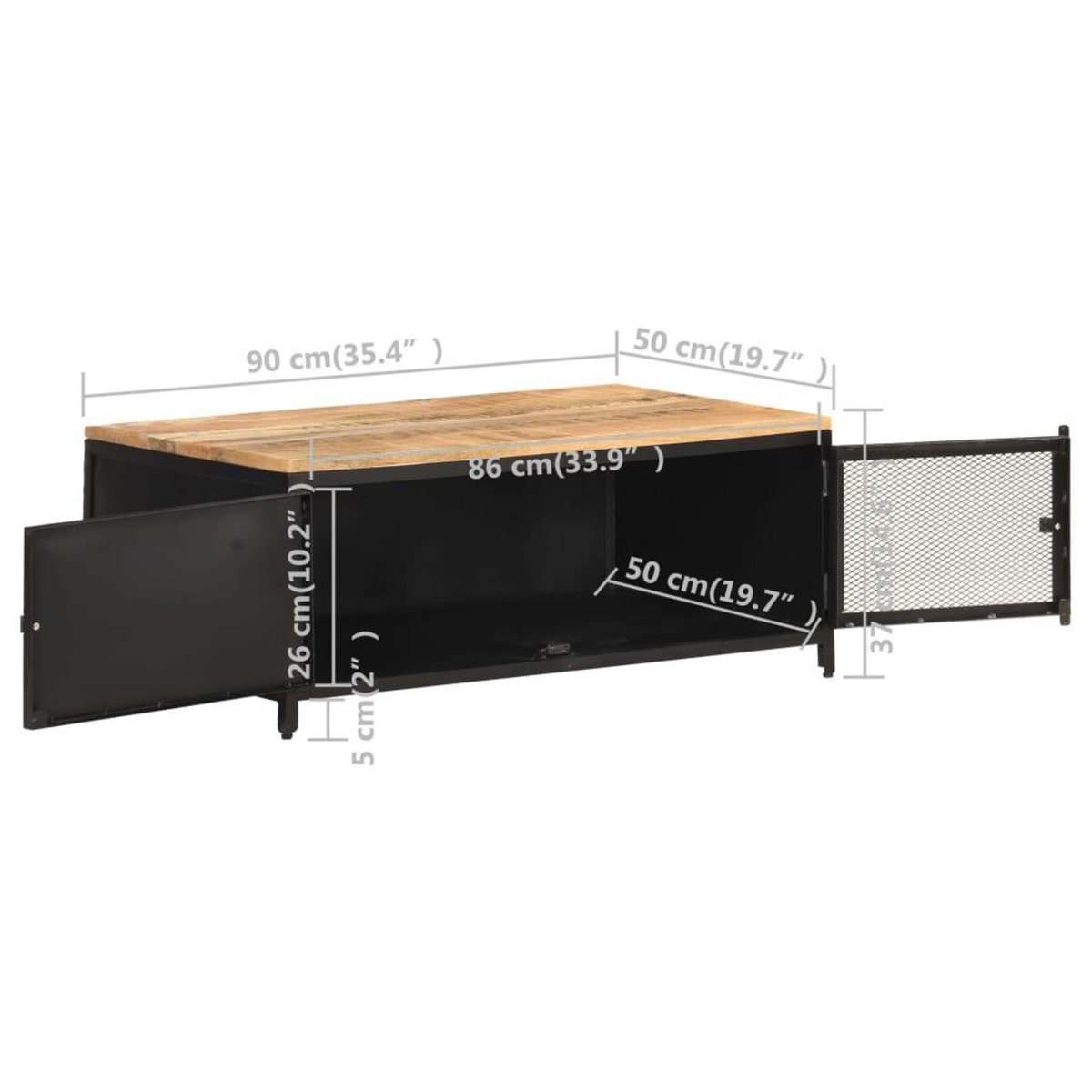 VIDAXL Table basse 90x50x37 cm Bois massif de manguier brut