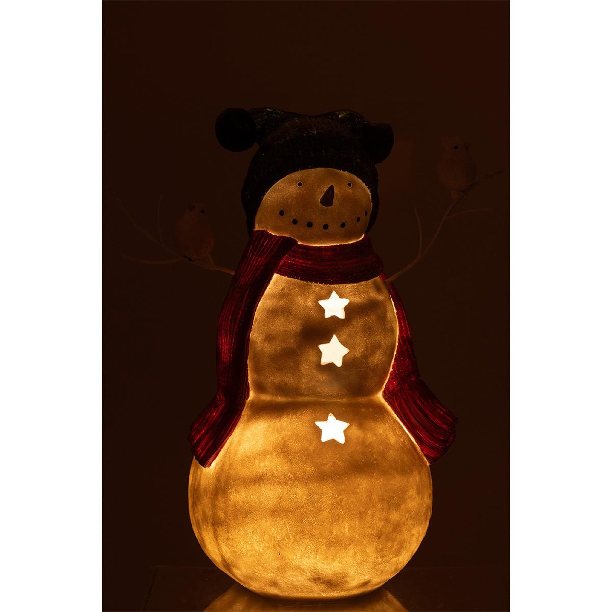 Voir la diapositive 3 : J-LINE Bonhomme de neige déco  oiseaux  50cm multicolore