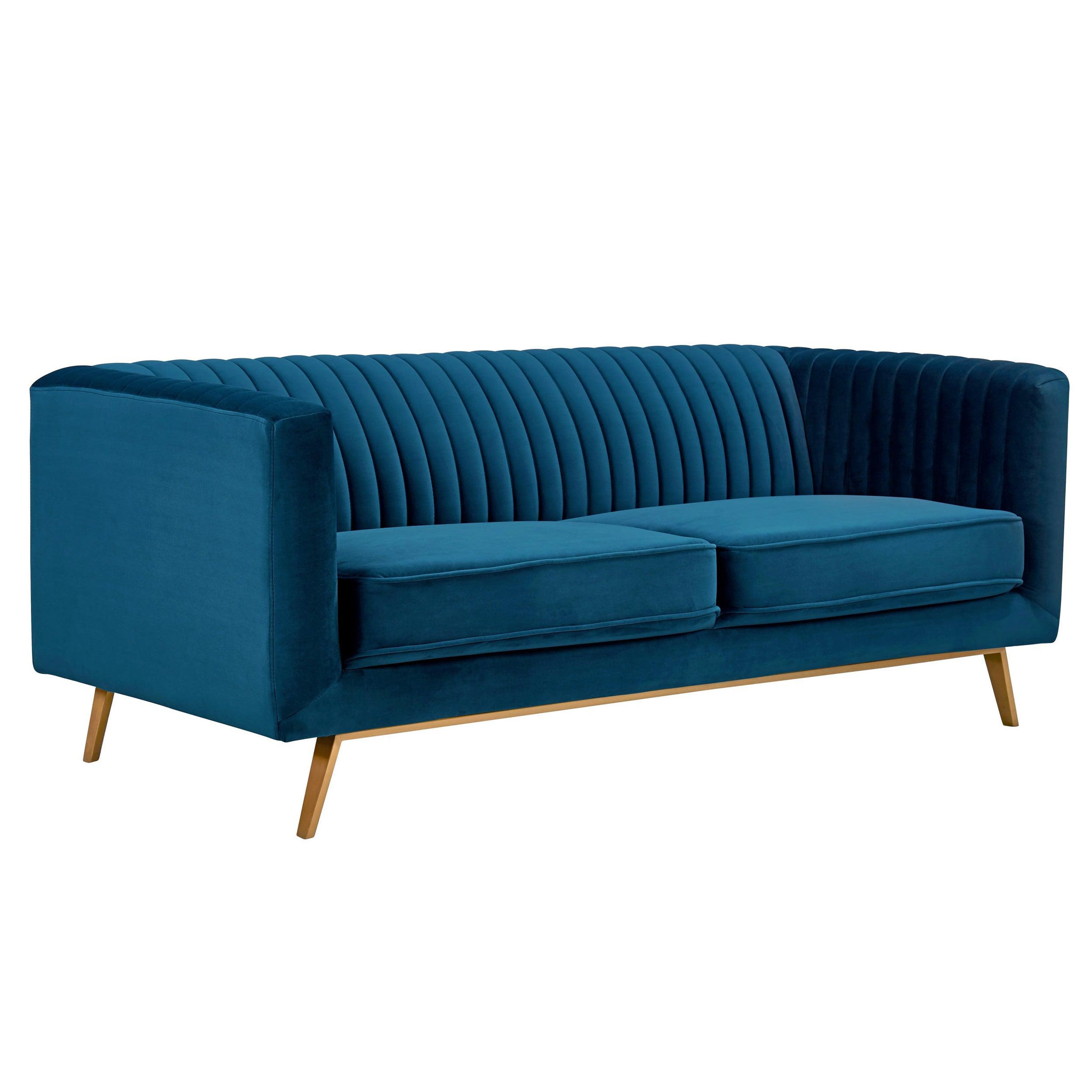 Voir la diapositive 6 : MAISON PAVANE Canapé 2 places en velours bleu foncé-gatsby