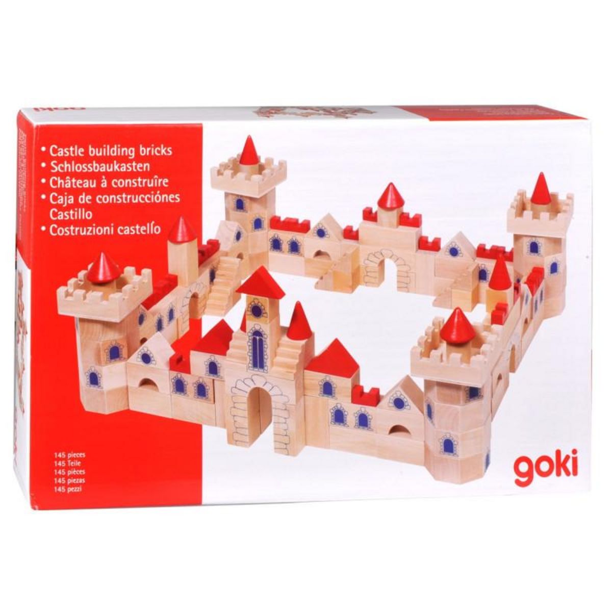 Goki Jouet Château médiéval Goki rouge et bleu