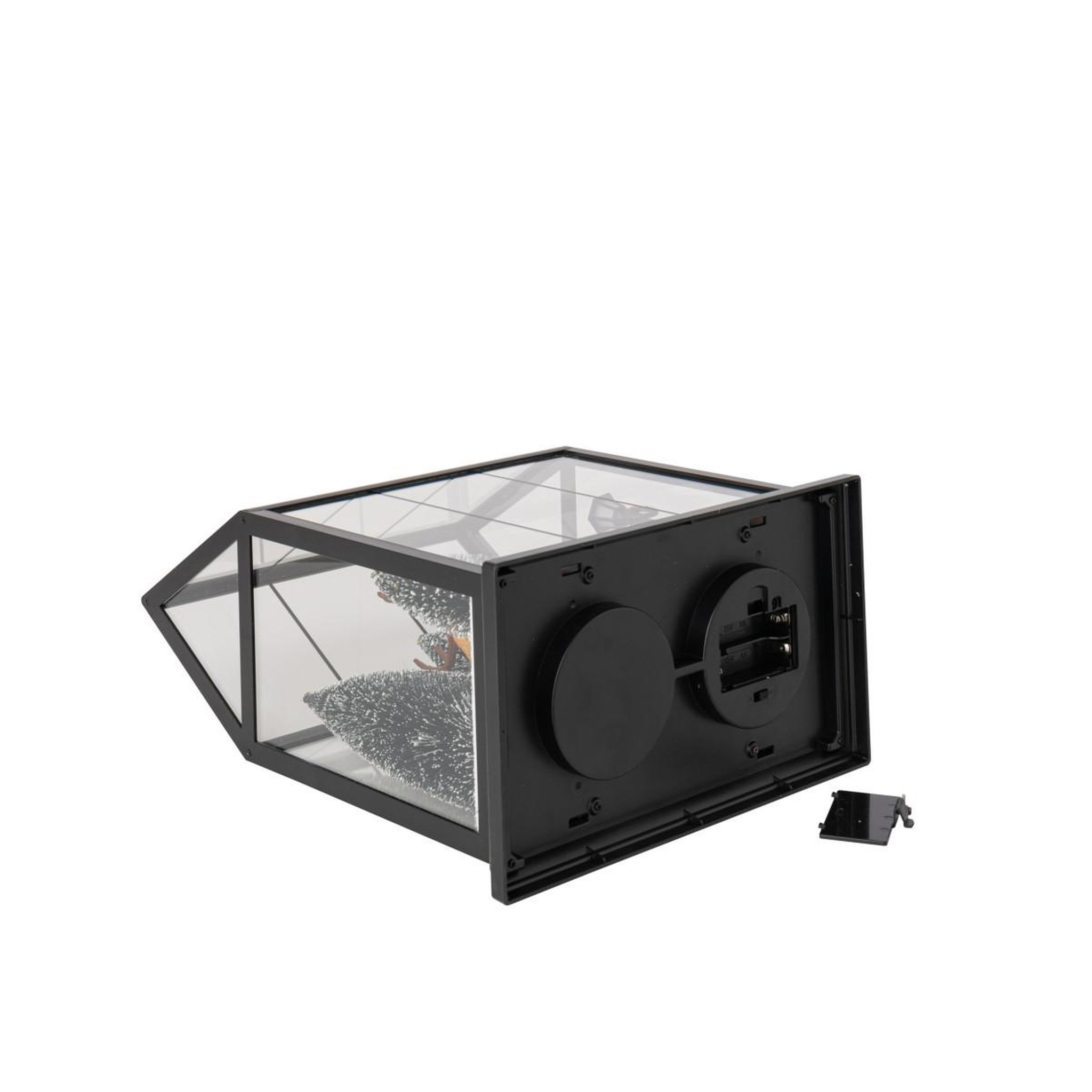Voir la diapositive 3 : J-LINE Village de Noël Vitré à LED  Père-Noël  25cm Noir