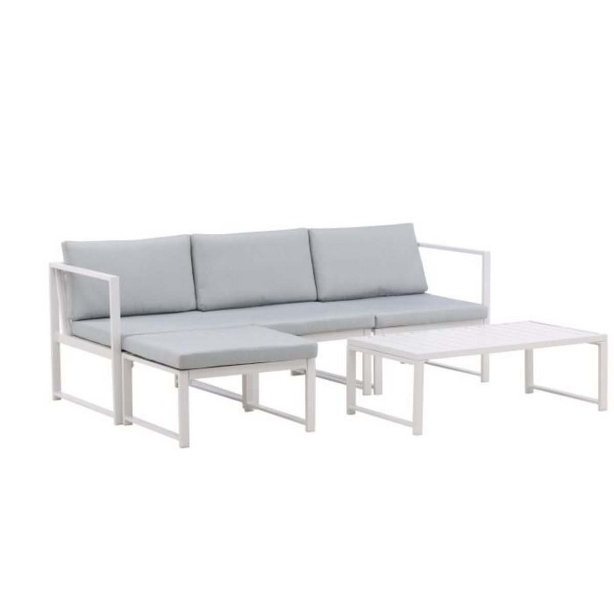 Paris Prix Salon de Jardin Modulable  Salvador  200cm Blanc & Gris