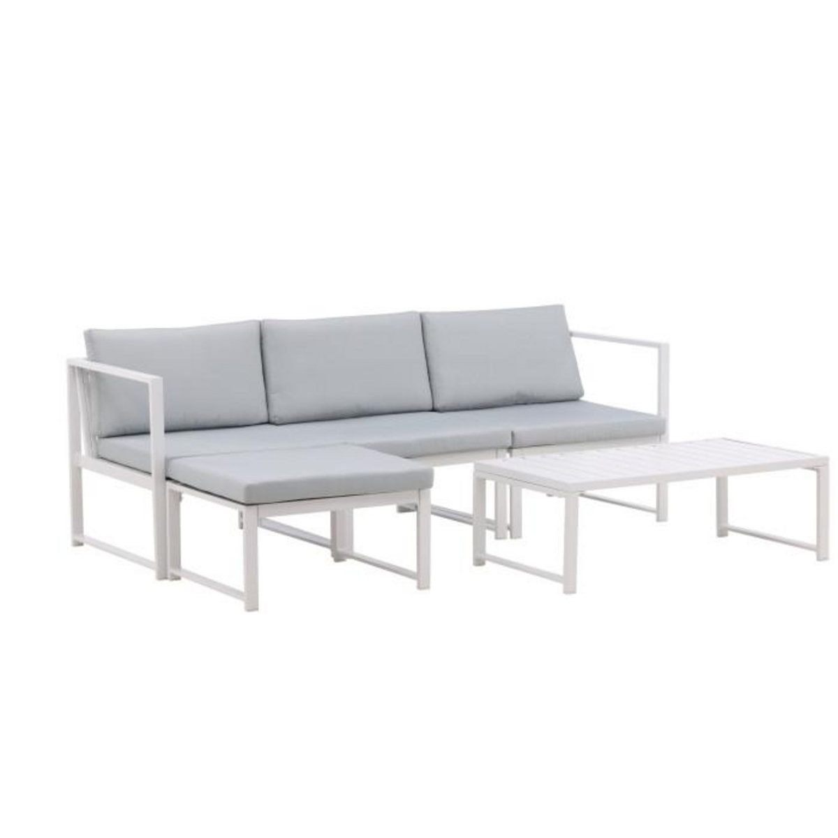 Paris Prix Salon de Jardin Modulable  Salvador  200cm Blanc & Gris