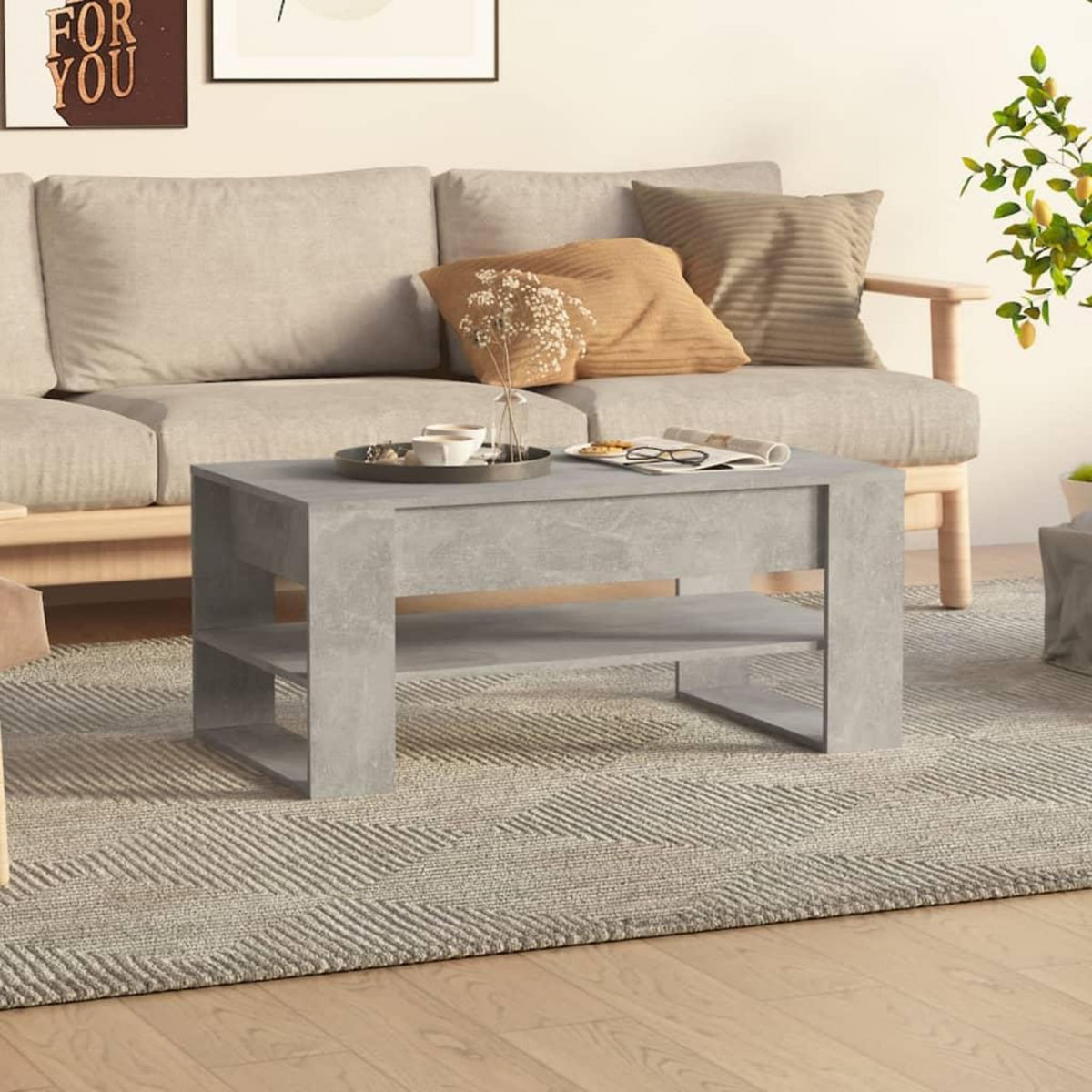 VIDAXL Table basse Gris beton 102x55x45 cm Bois d'ingenierie