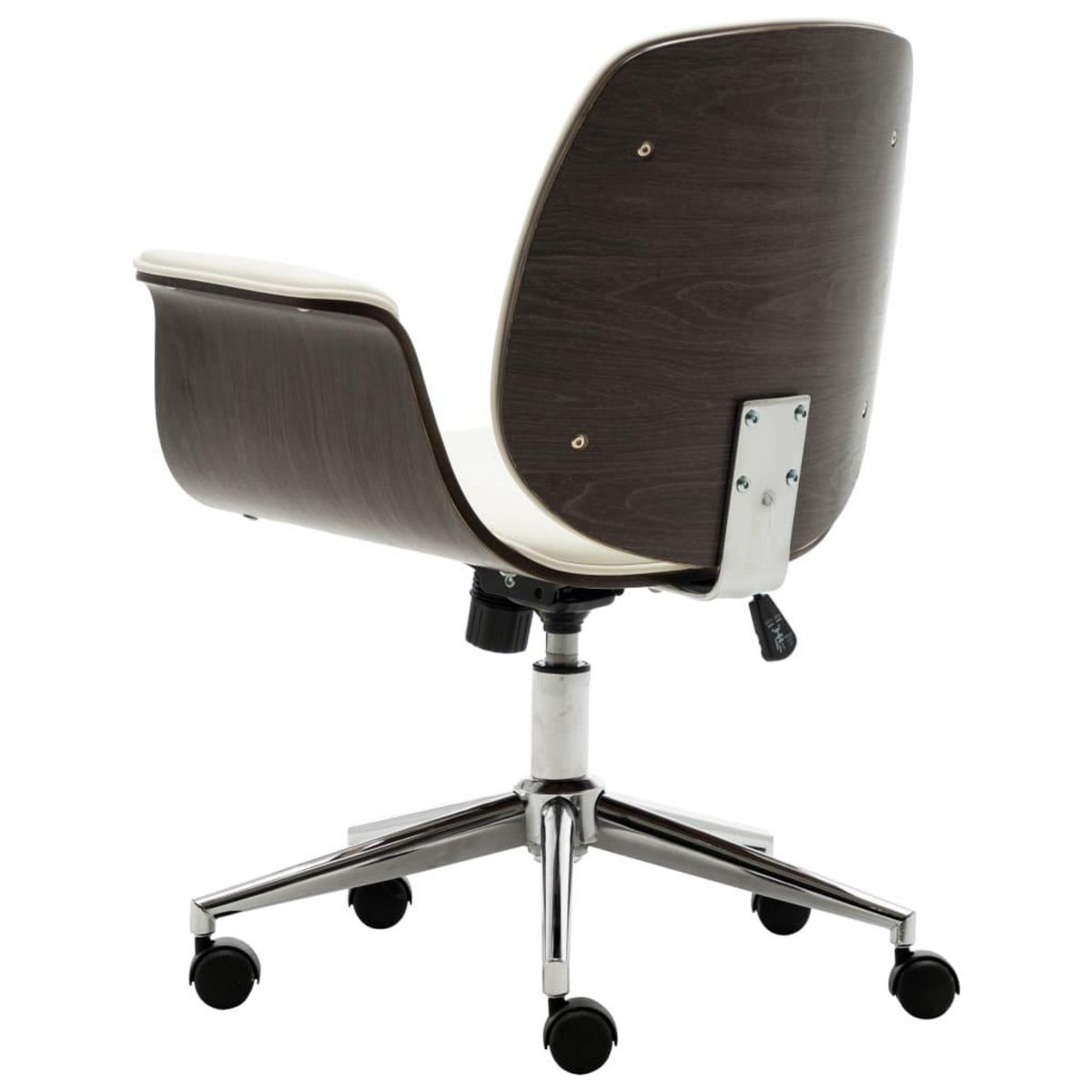 VIDAXL Chaise de bureau Blanc Bois courbe et similicuir