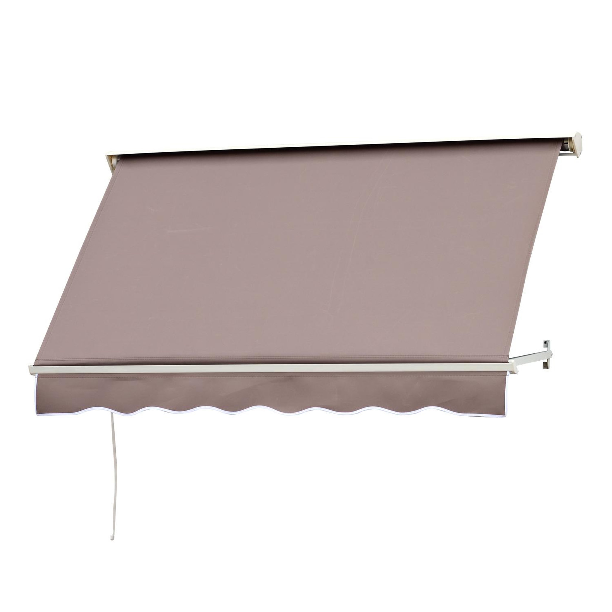 Voir la diapositive 1 : OUTSUNNY Store banne manuel inclinaison réglable aluminium polyester imperméabilisé 70L x 180l cm taupe clair