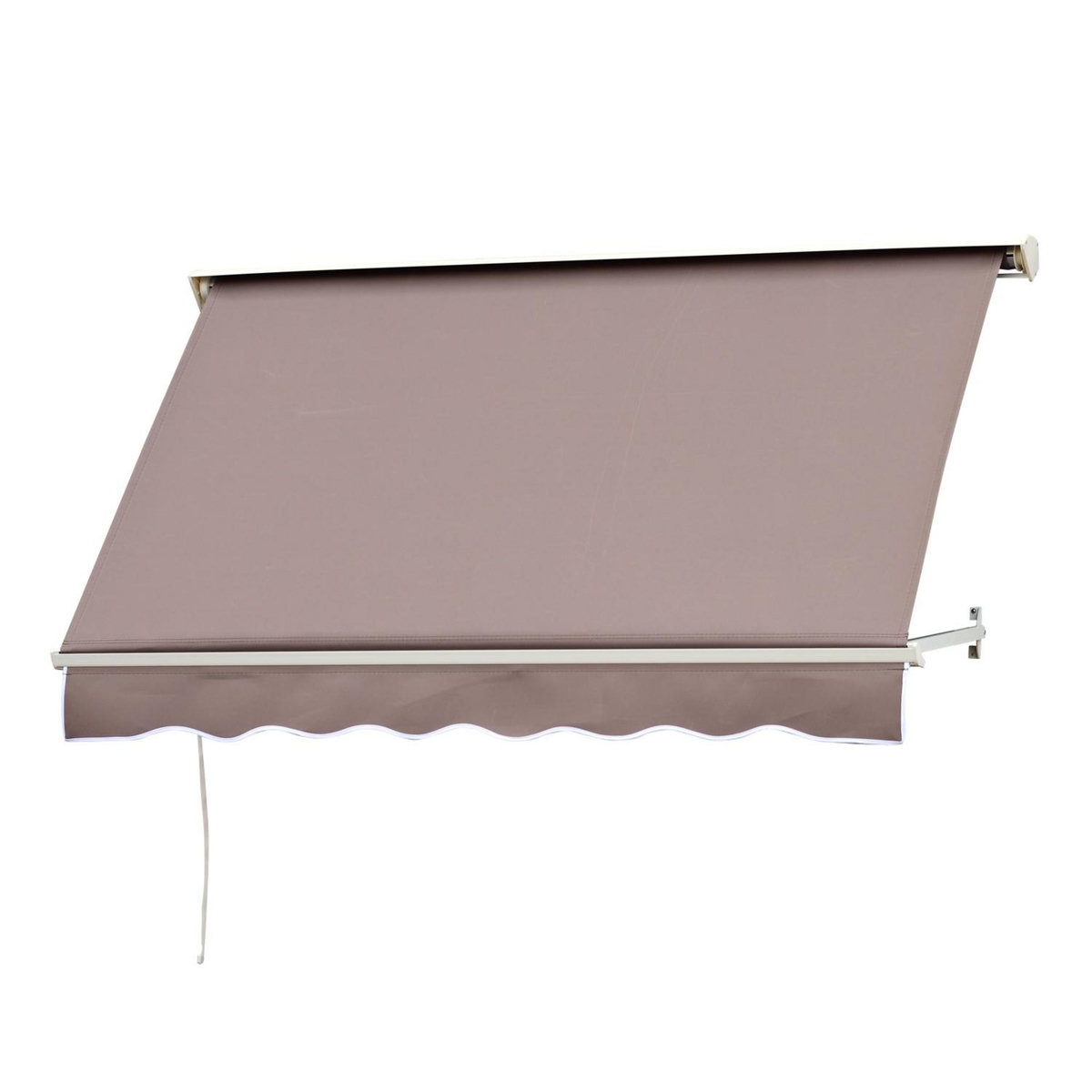 OUTSUNNY Store banne manuel inclinaison réglable aluminium polyester imperméabilisé 70L x 180l cm taupe clair