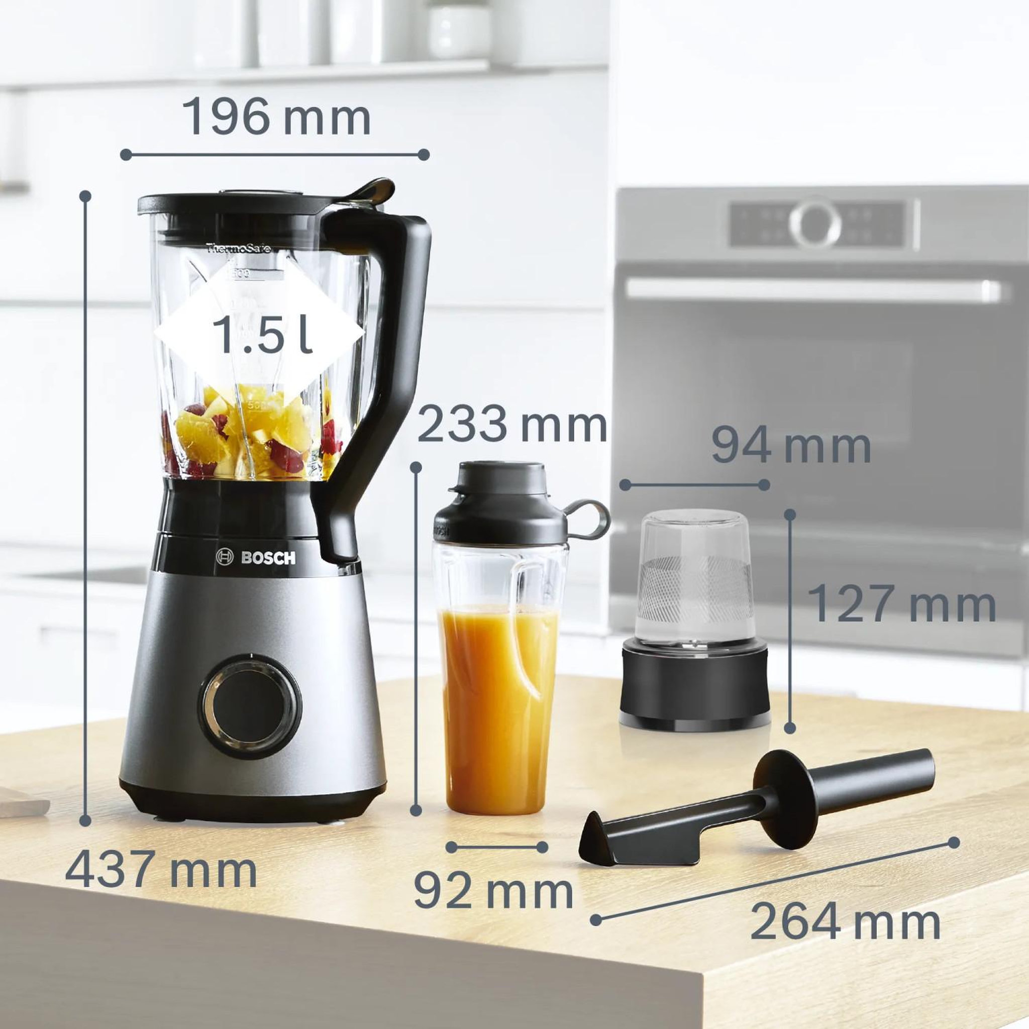 Voir la diapositive 3 : BOSCH Bosch serie 4 mmb6177s blender 1,5 l mélangeur de table 1200 w noir, argent