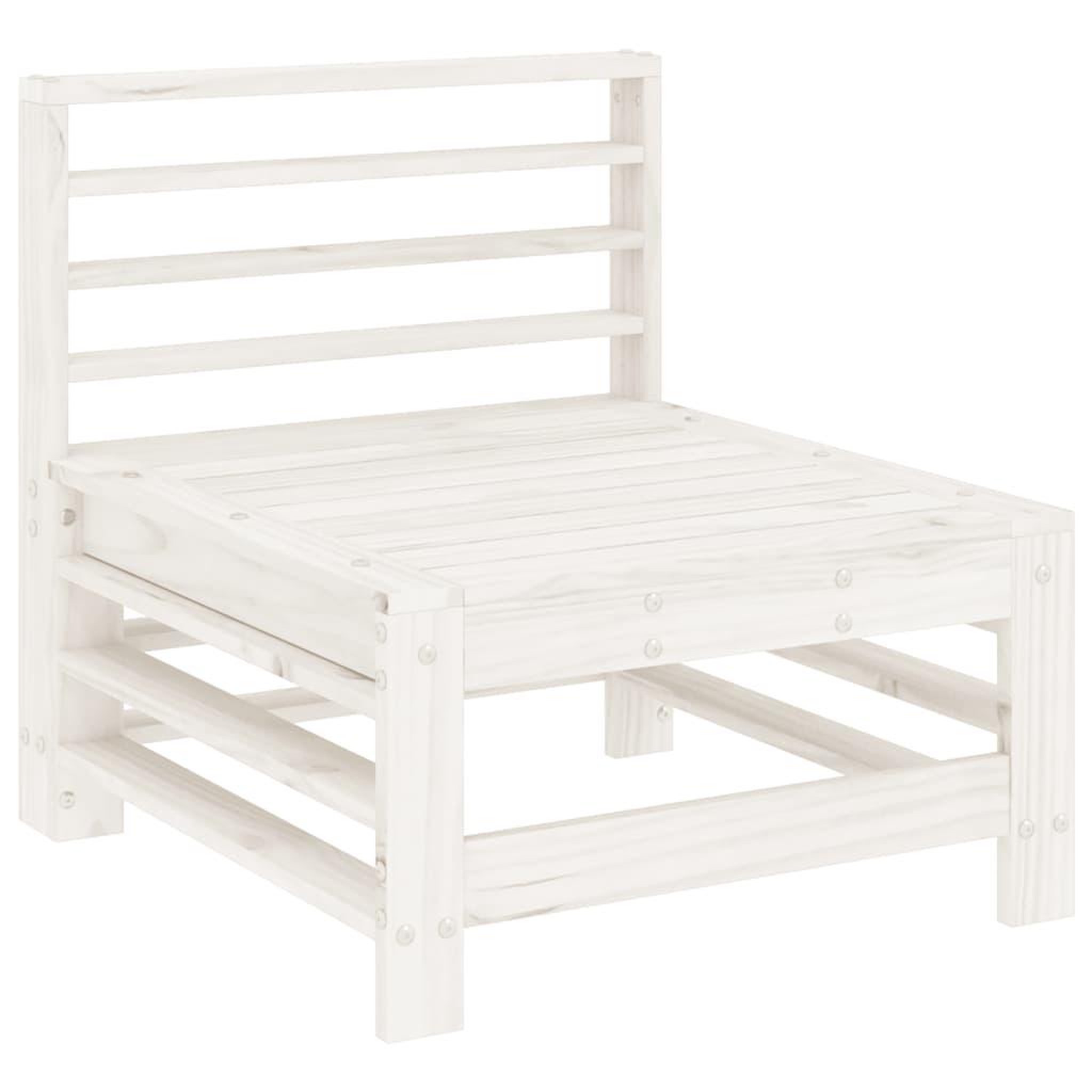 Voir la diapositive 4 : VIDAXL Salon de jardin 7 pcs Blanc Bois de pin massif