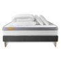 Voir la diapositive 2 : SEPTNUITS Pack matelas + sommier kit gris Memo Zen Mousse à mémoire de forme MAXI épaisseur + Couette + 2 oreillers