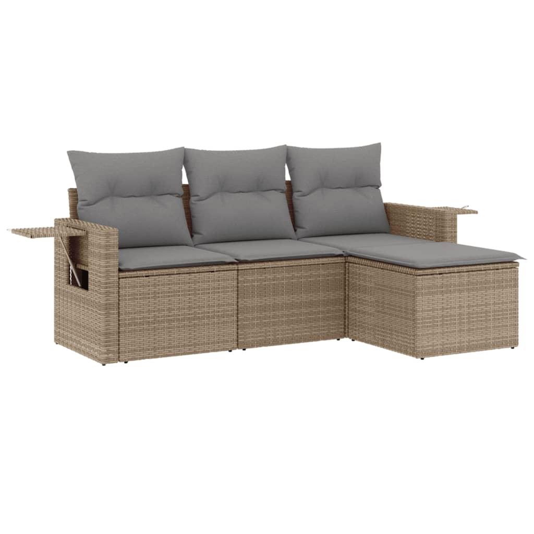 Voir la diapositive 2 : VIDAXL Salon de jardin avec coussins 4 pcs beige resine tressee