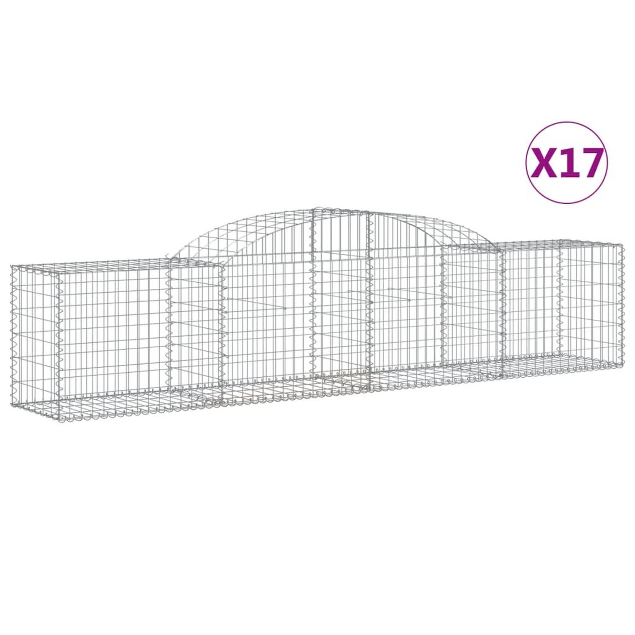 Voir la diapositive 2 : VIDAXL Paniers a gabions arques 17 pcs 300x50x60/80 cm fer galvanise