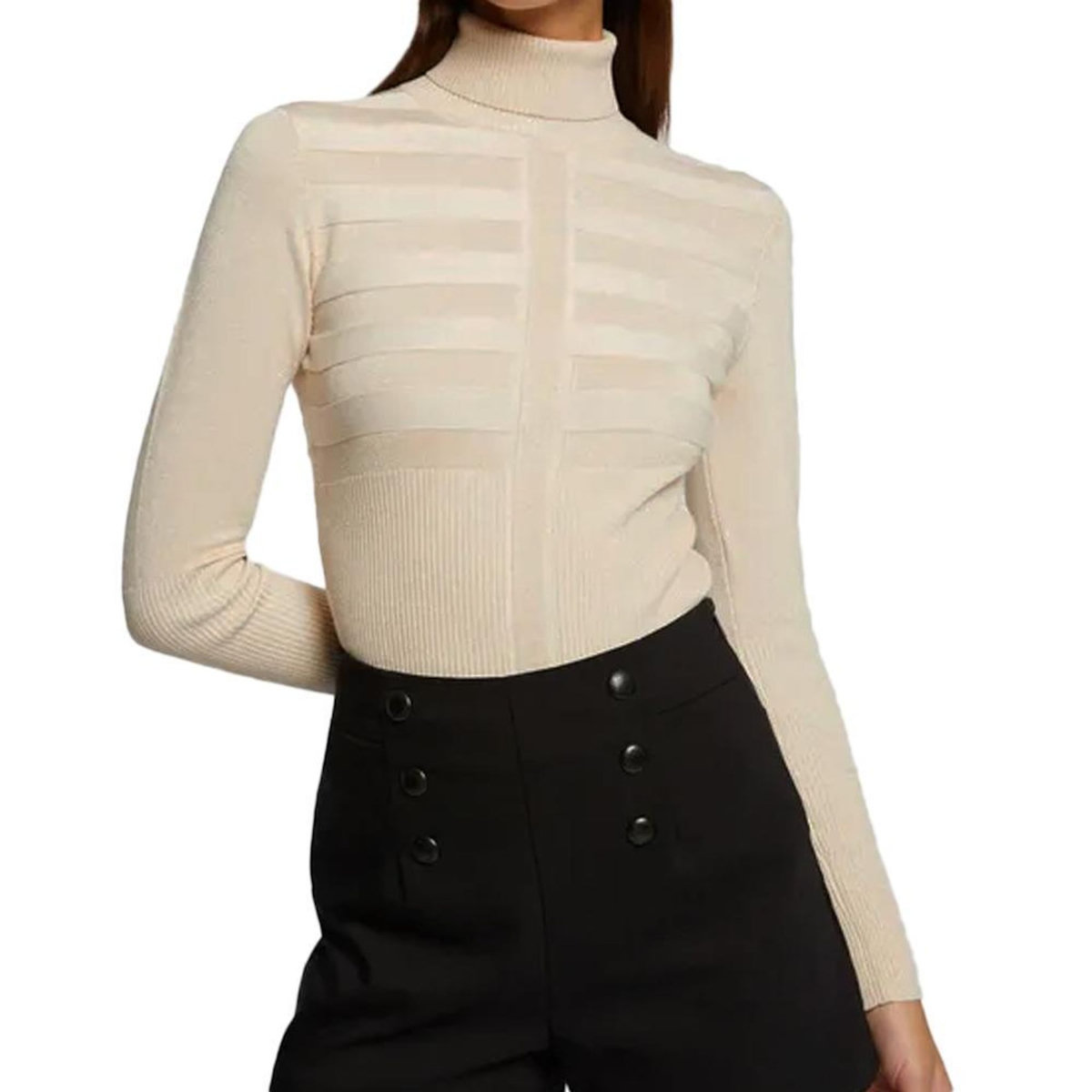 MORGAN Pull Beige Brillant Rosé Femme Morgan Mentosa