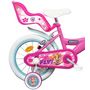Voir la diapositive 2 : Nickelodeon Vélo enfant - Modèle 16'' Pat Patrouille à l'effigie de Stella + Casque pour enfant de 105/120 cm avec stabilisateurs - Panier avant - Porte poupée arrière - 2 freins