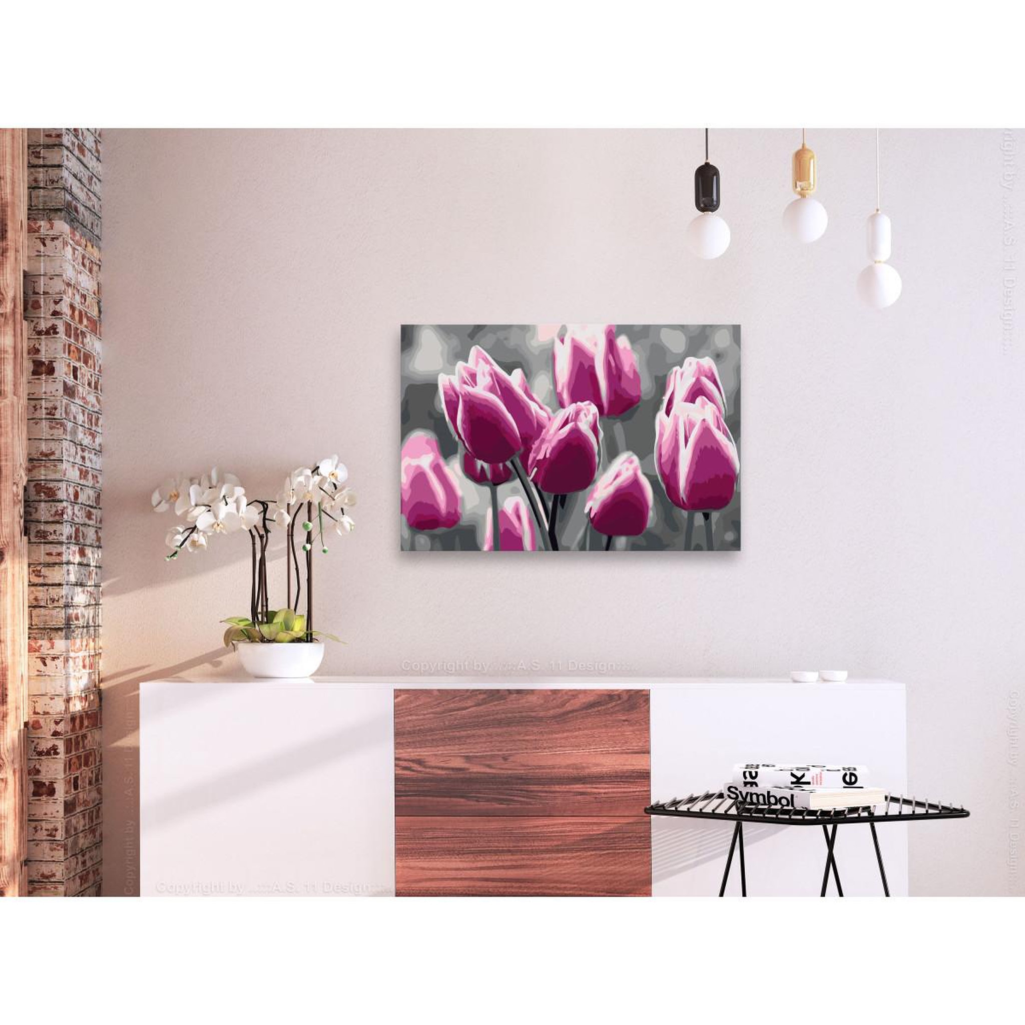 Voir la diapositive 2 : Paris Prix Tableau à peindre soi-même  champ de tulipes  40x60cm
