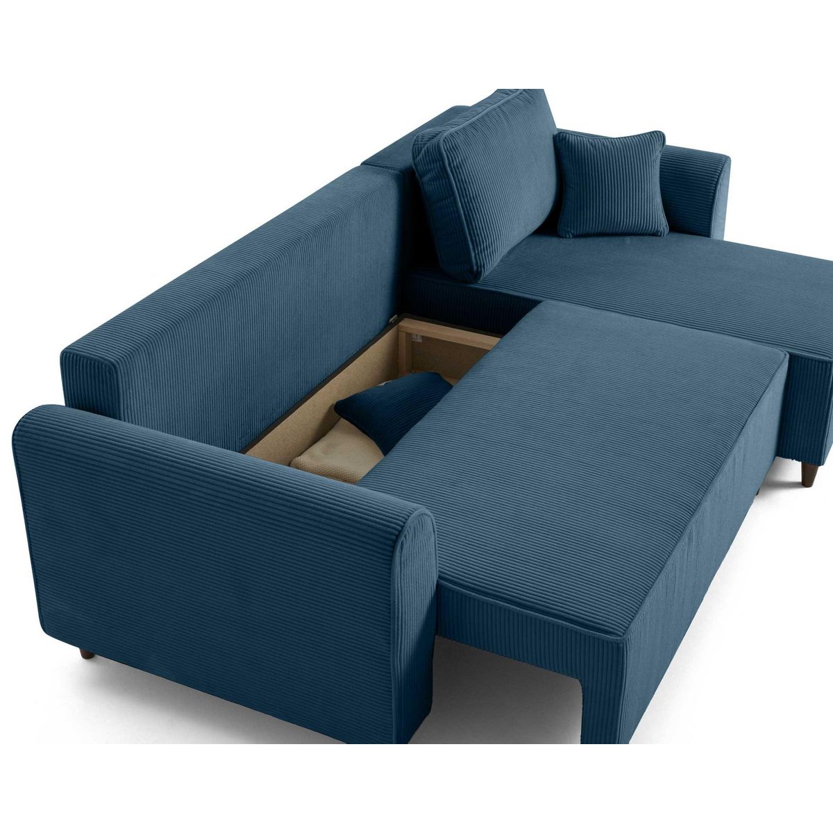 BEST MOBILIER Saphir - canapé d'angle réversible 4 places - convertible avec coffre - en velours côtelé