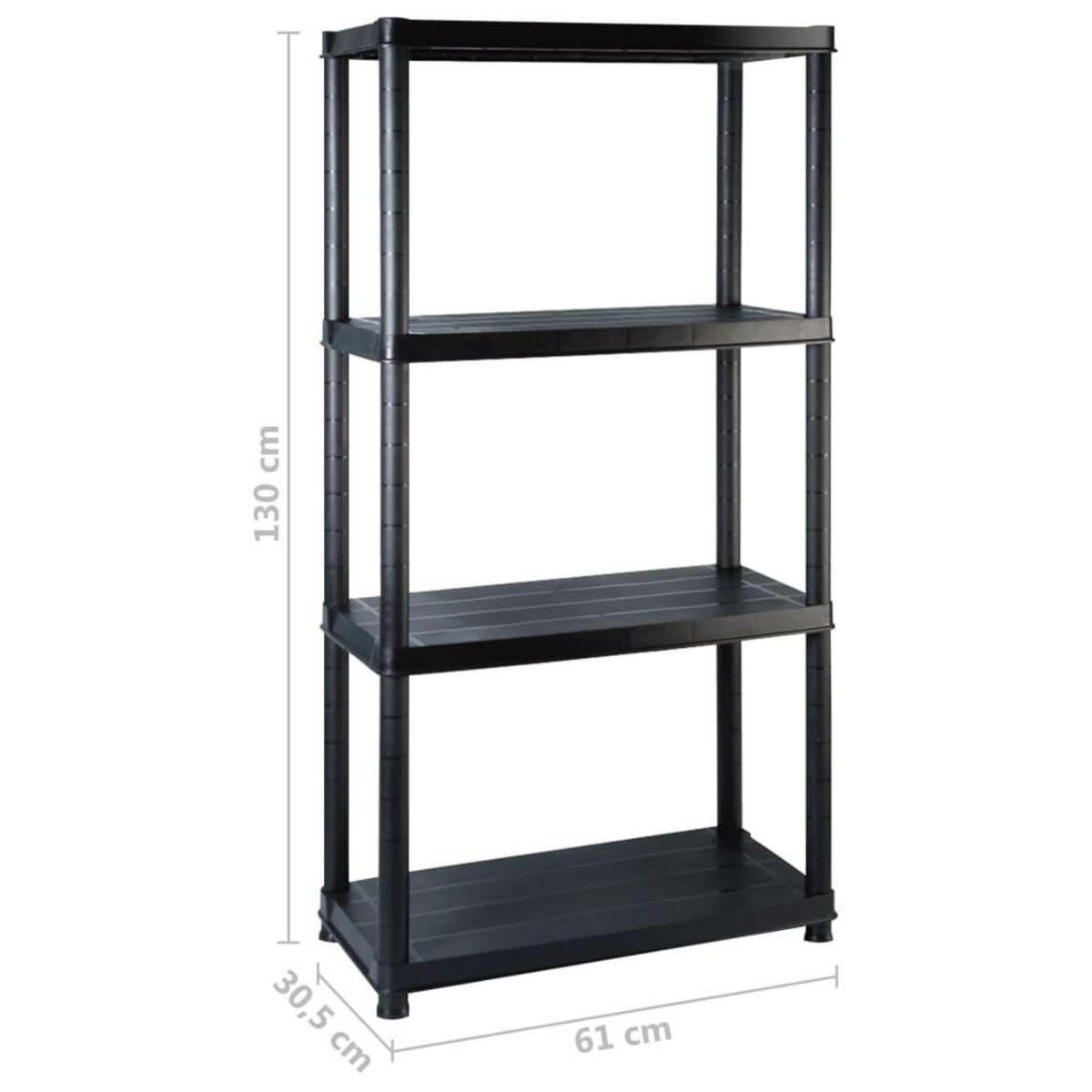 VIDAXL Etagere de rangement a 4 niveaux Noir 244x30,5x130 cm Plastique