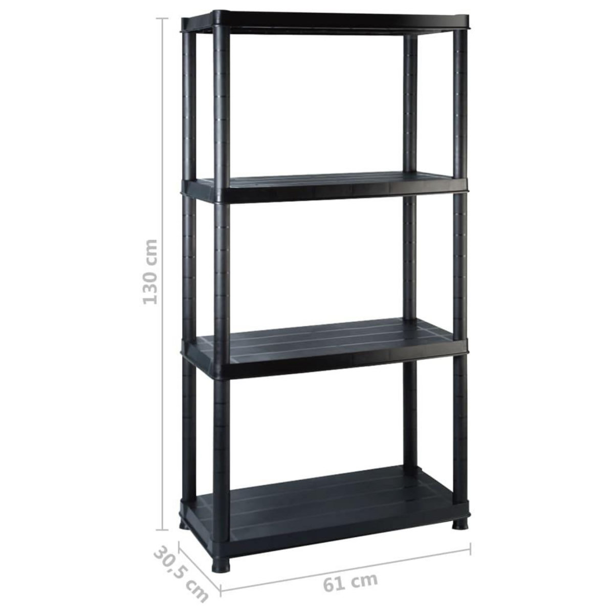 VIDAXL Etagere de rangement a 4 niveaux Noir 244x30,5x130 cm Plastique