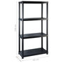 Voir la diapositive 6 : VIDAXL Etagere de rangement a 4 niveaux Noir 244x30,5x130 cm Plastique