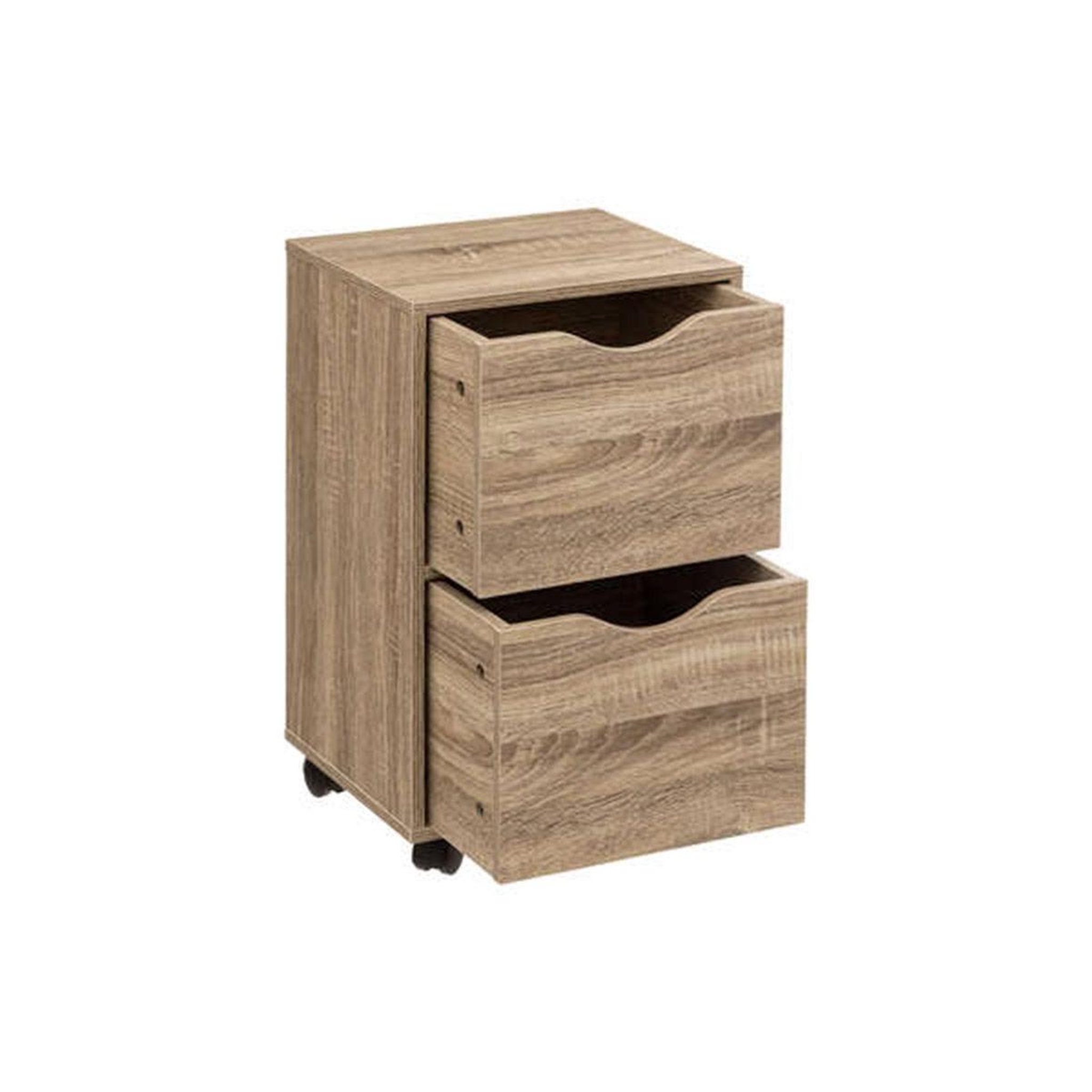 Voir la diapositive 2 : FIVE Tour de Rangement  2 Tiroirs  56cm Naturel